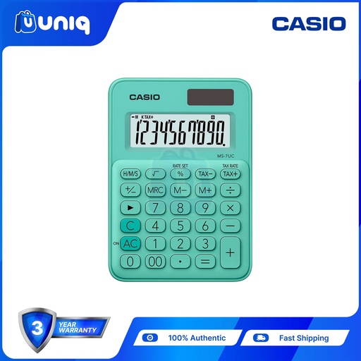 [Casio-040_Green] Casio MS-7UC-GN Mini Desk Type Calculator