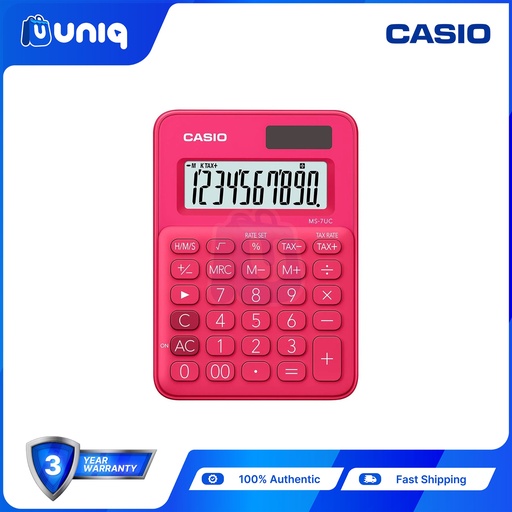 [Casio-040_Red] Casio MS-7UC-RD (Red) Mini Desk Type Calculator