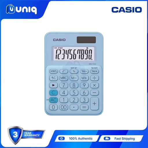 [Casio-040_LightBlue] Casio MS-7UC-LB (Light Blue) Mini Desk Type Calculator