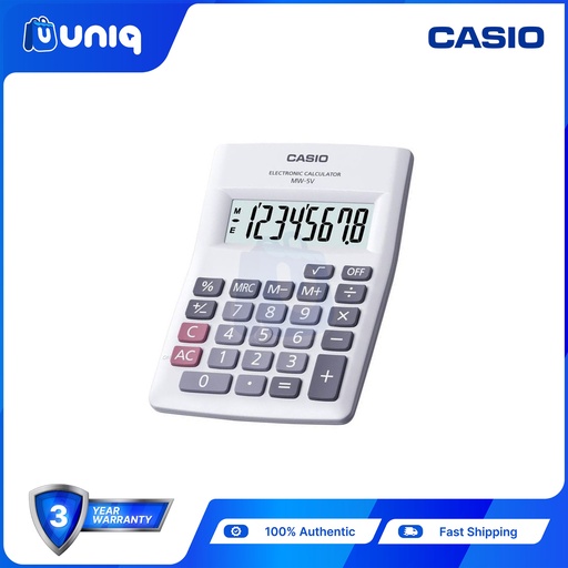 [Casio-041_White] Casio MW-5V-WE (White) Mini Desk Type Calculator