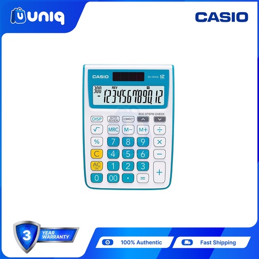 [Casio-045_Blue] Casio MJ-12VCB-BU (Blue) Mini Desk Type Calculator