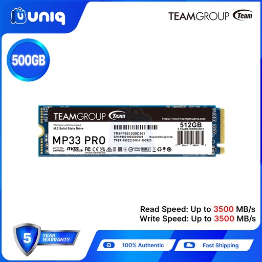[SSD-Team-MP33Pro_512] Team MP33 PRO 512GB M.2 NVMe Gen3x4 Internal SSD