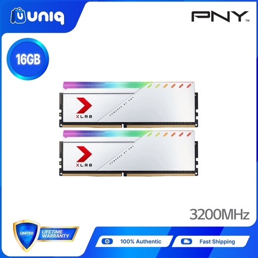 [MEM-07_Silver] PNY XLR8 Gaming EPIC-X RGB 2X8GB (16GB) 3200MHZ (SILVER) Desktop Memory (MD16GK2D4320016XSRGB)
