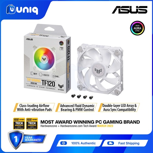 [ASUS AC-002_White] ASUS TUF Gaming TF120 ARGB Fan (1-Pack, White)