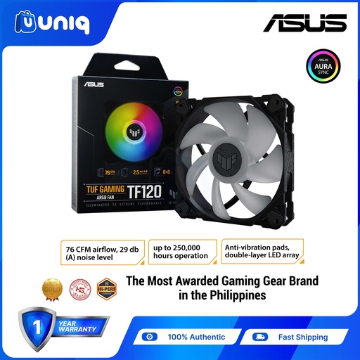 [ASUS AC-002_Black] SALE!!! ASUS TUF Gaming TF120 ARGB Fan (1-Pack, Black)