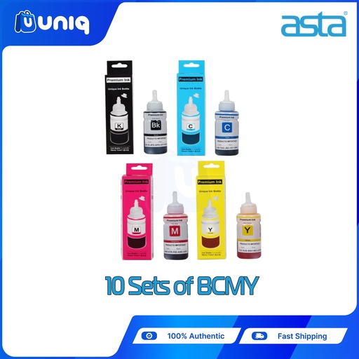[ASTA-EP7_10setsBCMY] ASTA Premium Quality Refill Ink for Epson Printers 70ml. (10 Set of BCMY) 