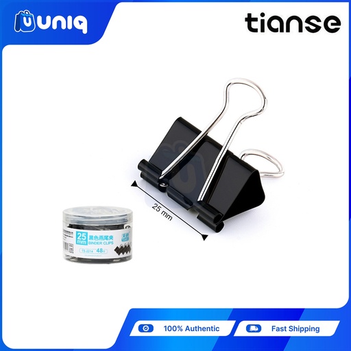 [Tianse-44_Deleted] TIANSE 2214 Black Binder Clips 25mm 48pcs/box