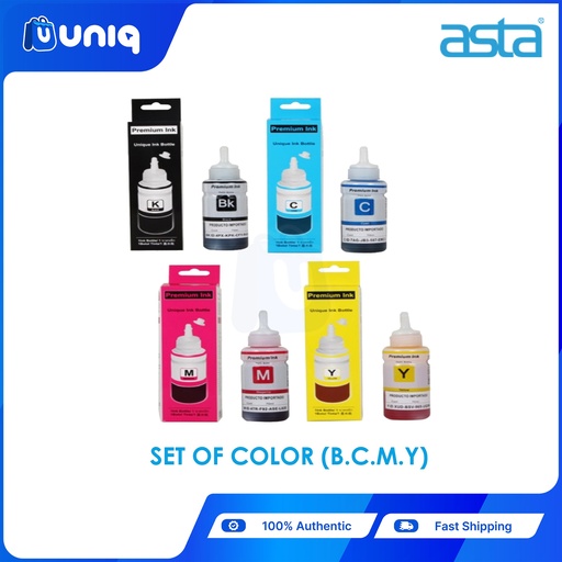 [ASTA-EP7_BCMY] ASTA Premium Quality Refill Ink for Epson Printers 70ml. Set of 4 colors (BCMY)