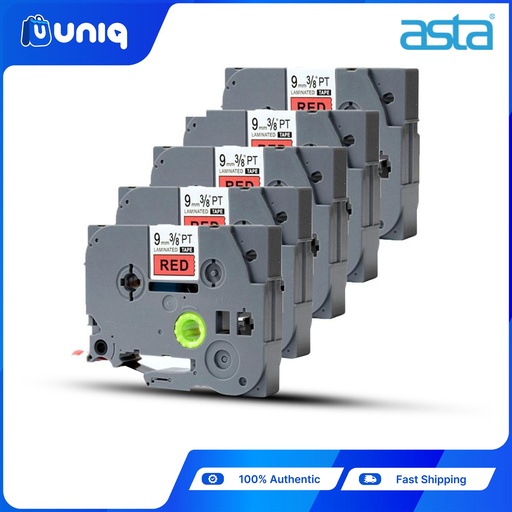 [ASTA Label Casette_27Setof5] ASTA 5pcs. TZ-421 Label Tapes for Brother P-touch Label Printer 9mm (Black on Red)