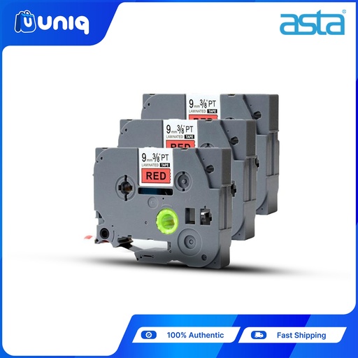 [ASTA Label Casette_27Setof3] ASTA 3pcs. TZ-421 Label Tapes for Brother P-touch Label Printer 9mm (Black on Red)