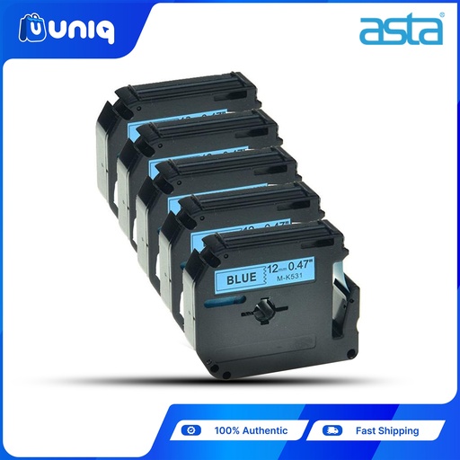 [ASTA P-Touch_06Setof5] ASTA 5pcs. MK-531 Label Tapes for Brother P-touch Label Printers 12mm (Black on blue)