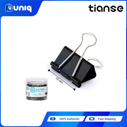 [Tianse-42] TIANSE 2216 Black Binder Clips 15mm 60pcs/box
