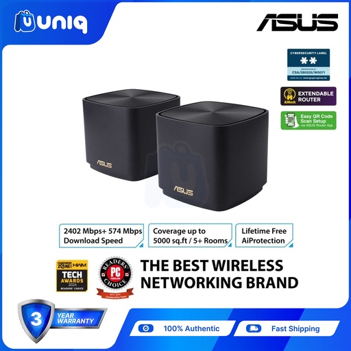 [ASUS-108D] Asus ZenWiFi XD5 AX3000 Dual-Band Mesh WiFi 6 System (2-Pack, Black)