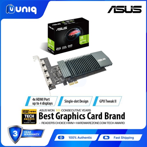 [ASUS-55B] ASUS GeForce 710 2GB DDR3 EVO Low-Profile Graphics Card (GT710-SL-2GD3-BRK-EVO)