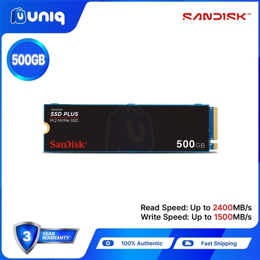[SSD-77_500] Sandisk SSD PLUS M.2 NVMe PCIe Internal SSD ~ 500GB (SDSSDA3N)