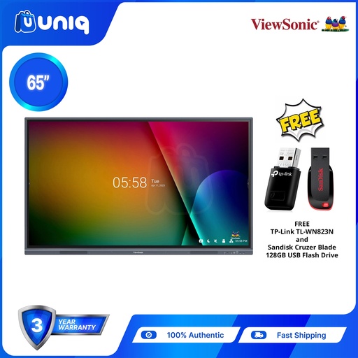 [Viewsonic-42_IFP65] ViewSonic ViewBoard IFP6533 65" 4K with FREE TP-Link TL-WN823N and Sandisk Cruzer Blade 128GB USB