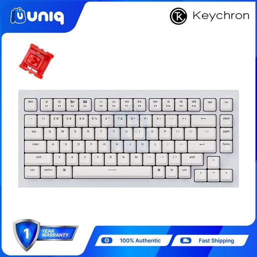 [Keychron-09White_Red] Keychron Q1-K1 Custom Mechanical Keyboard (Red Switch)
