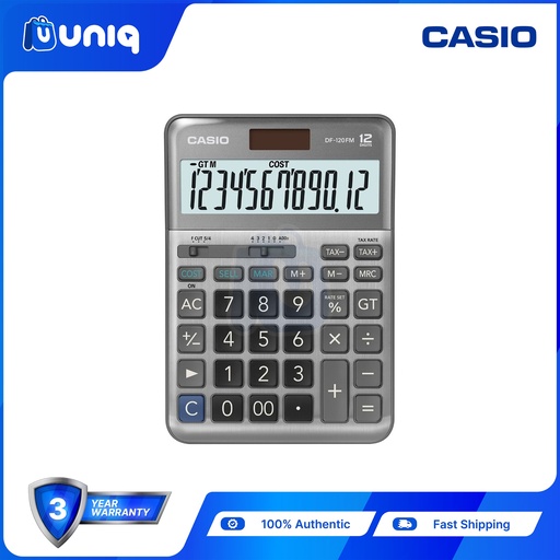 [Casio-032_Black] Casio DF-120FM-GY (Silver) Practical Calculator