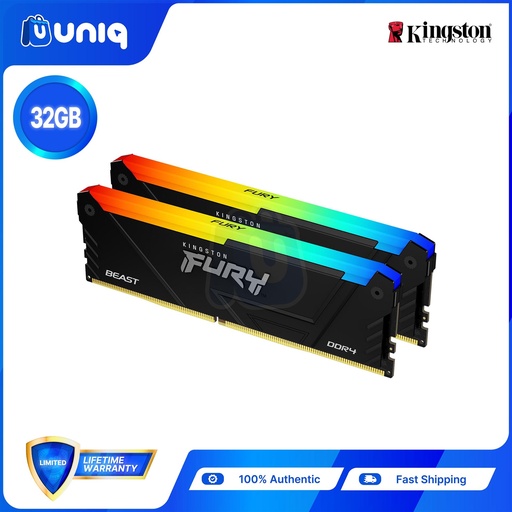 [MEM-26CK2_3600] Kingston Fury Beast RGB 32GB (2x16GB) 3600MHz DDR4 CL18 (KF436C18BBAK2/32)